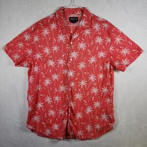 Trunks Surf And Swim Co Hawaiian Shirt Red Size Large Tropical Palm Trees‎